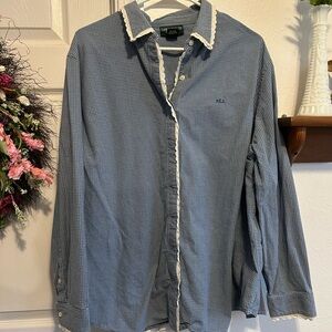 Vintage Ralph Lauren Lace Scalloped Button Up